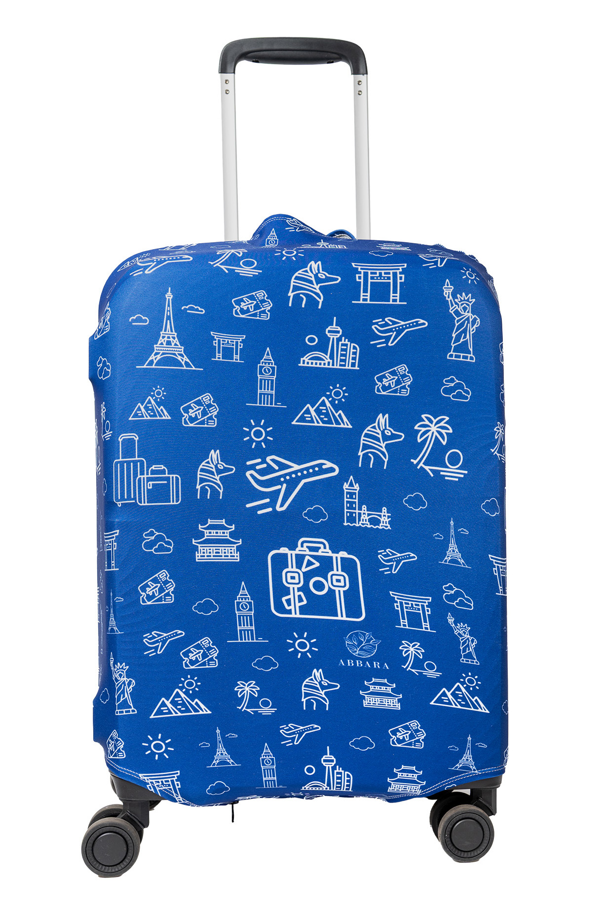 Elastický obal na kufr - Svět - modro bílý - Abbara Velikost: L