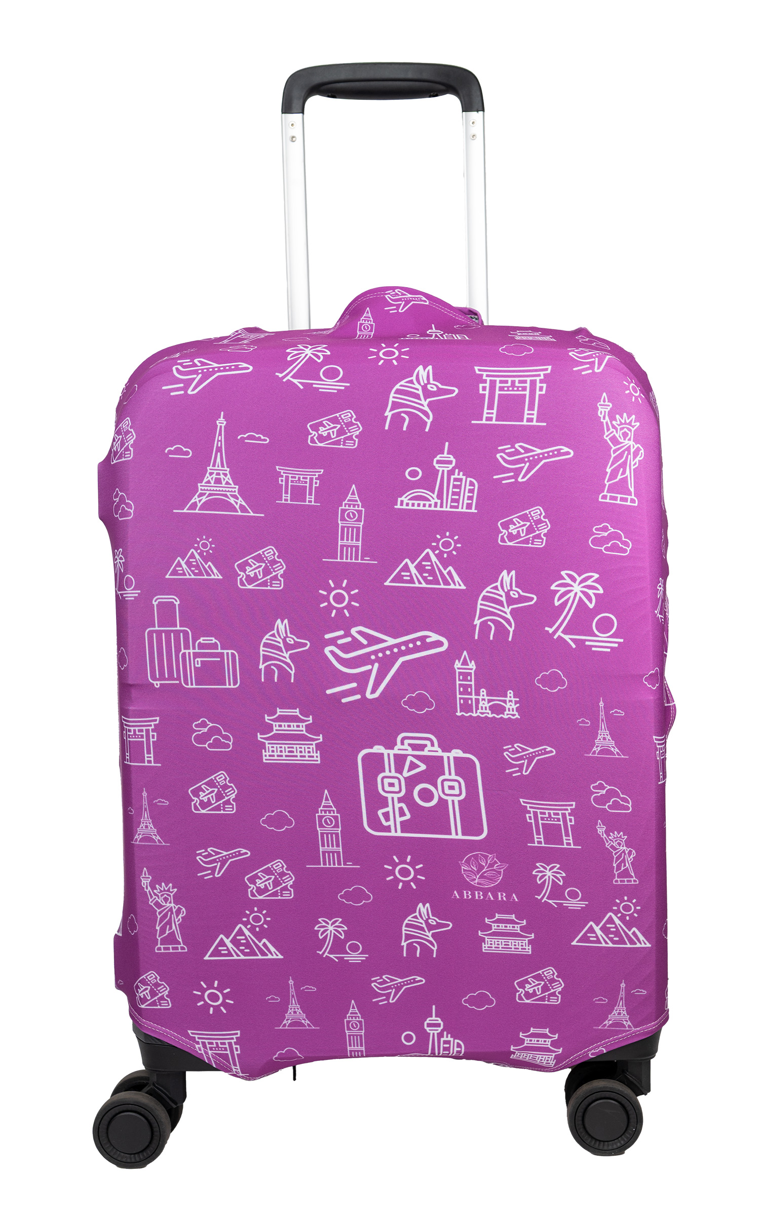 Elastický obal na kufr - Svět - růžovo bílý - Abbara Velikost: M