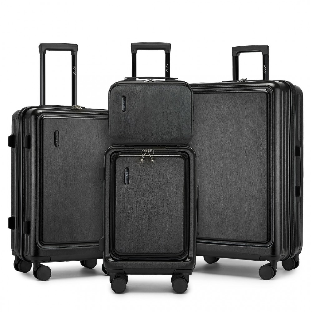 Sada 4 pevných kufrů KONO ABS+PC - 9.6/35.8/61.2/93.38 L - černá
