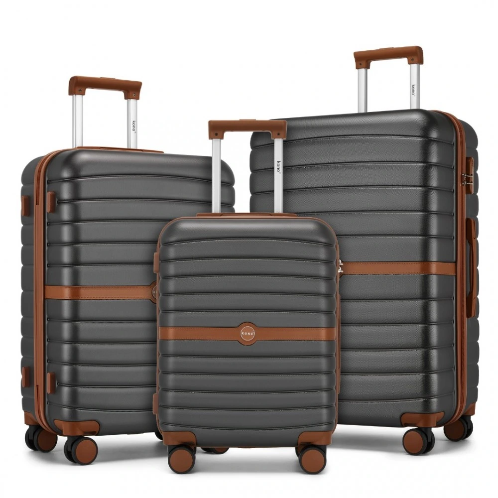 Kono KSK2592 Sada 3 kufrů Spinner 55/65/75cm Šedá ABS/Polykarbonát