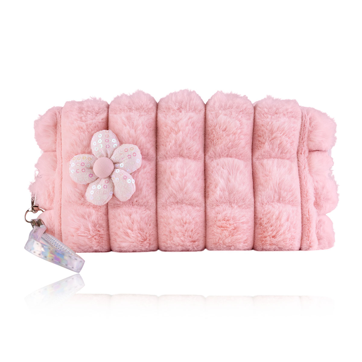 Accentra Kosmetická taštička s kytičkou a kožíškem