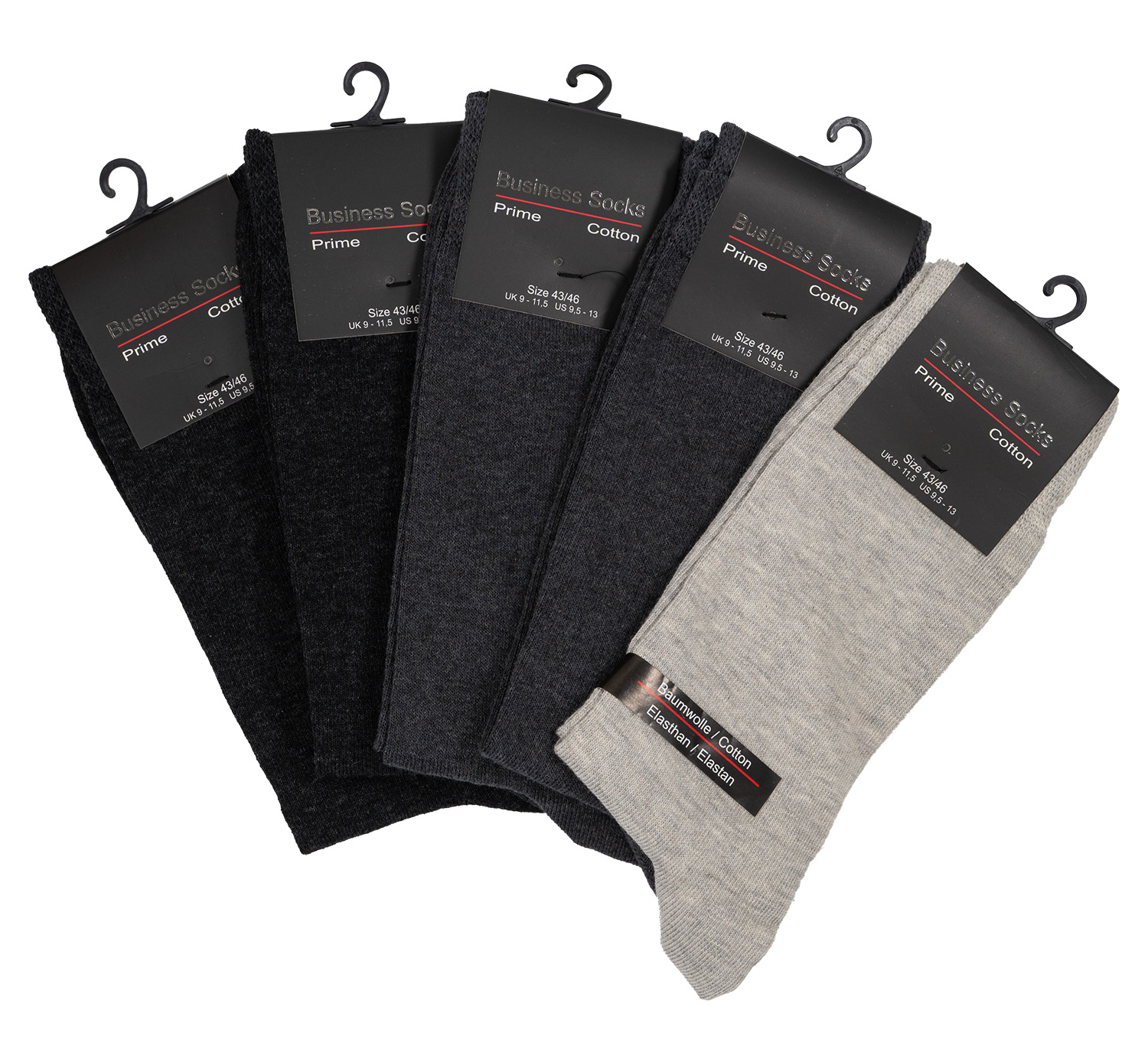 Levně Business Socks Pánské bavlněné business ponožky 5 párů - odstíny šedé