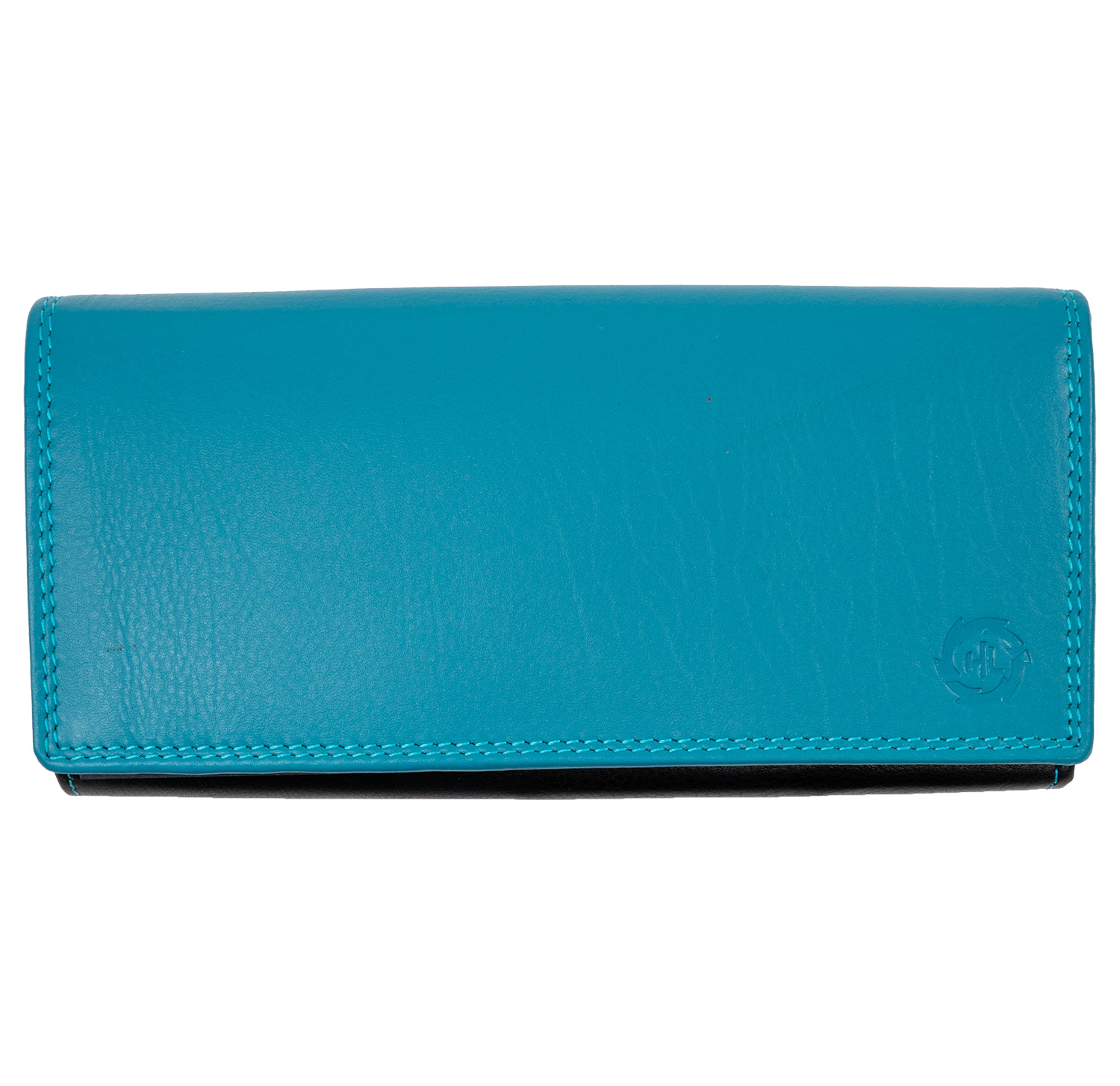 Levně HL Dámská kožená peněženka z pravé kůže 20 x 10 cm - tyrkysová