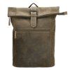Kožený unisex batoh Hide & Stitches Idaho - olivový 19L