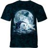 Pánske batikované tričko The Mountain - Yin Yang Wolf Mates - modrá