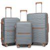 KONO travel set kufrů polypropylén - 36L, 60L, 92L - šedo-hnědá