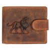 WILD pánská peněženka s přezkou - Lev - hnědá