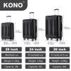 Kono elegantní 3dílná sada ABS a PC kufrů s pruhy - černá - 38/65/96L