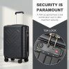 Velký skořepinový kufr 85 L - Geometrický vzor -  ABS+PC - Supercase - černý