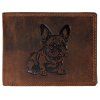 Kožená peněženka - Francouzský buldoček - hnědá