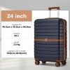 Cestovní kufr ABS+PC s pruhovaným vzorem Kono - 62 L - navy