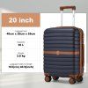 Cestovní kabinový kufr ABS+PC s pruhovaným vzorem Kono - 36 L - navy