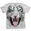 Pánské batikované triko The Mountain - Big Face Tribal White Tiger - světle šedá