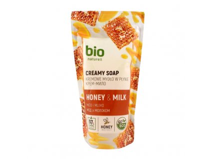 BIO naturell krémové mydlo HONEY & MILK - náhradná náplň 460ml