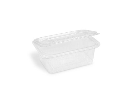 Miska (rPET) s viečkom hranatá priehľadná 1000ml [50 ks]