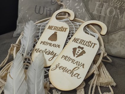 Svatební visačky na dveře ŠATY a OBLEK