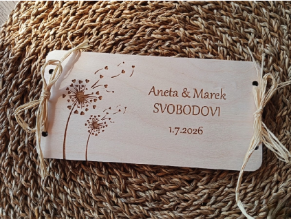 Dřevěná obálka na peníze PAMPELIŠKY