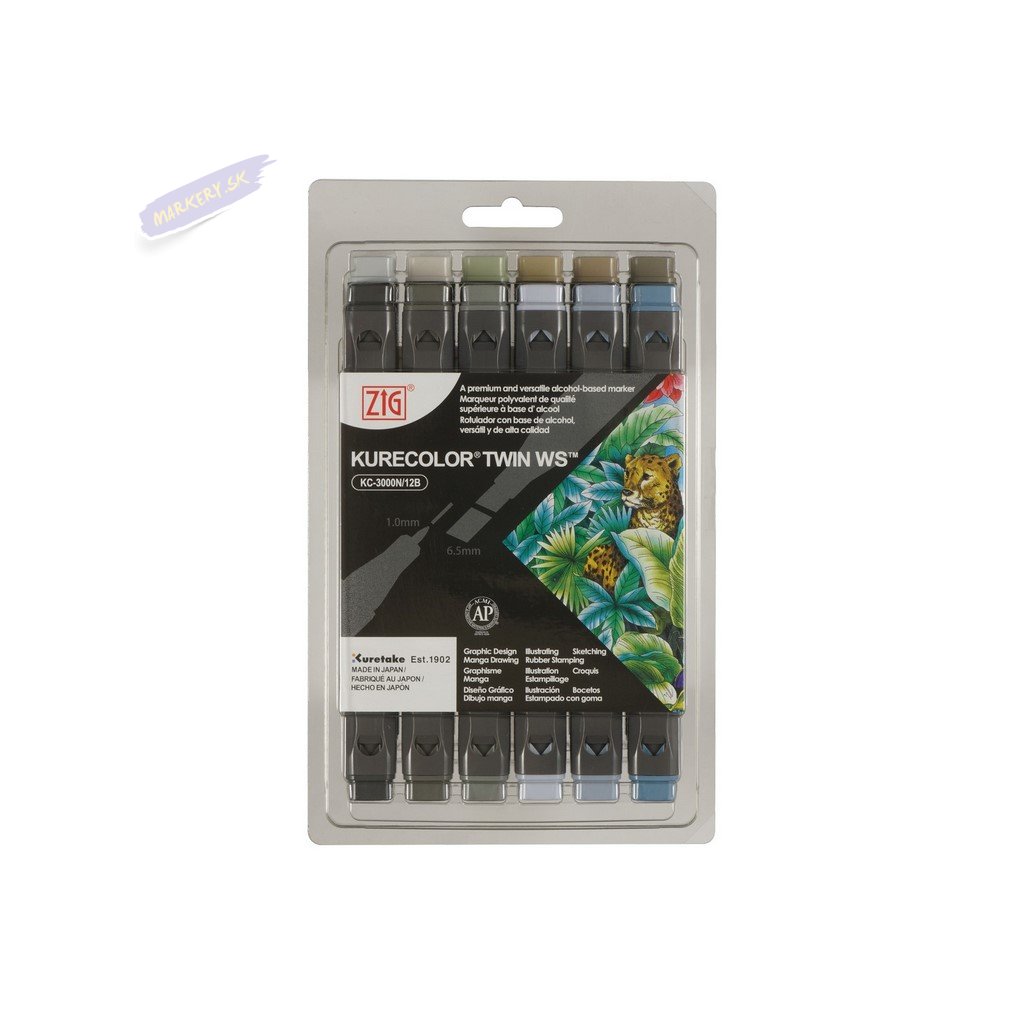 12231 2 kuretake zig kurecolor twin 12ks gray colors