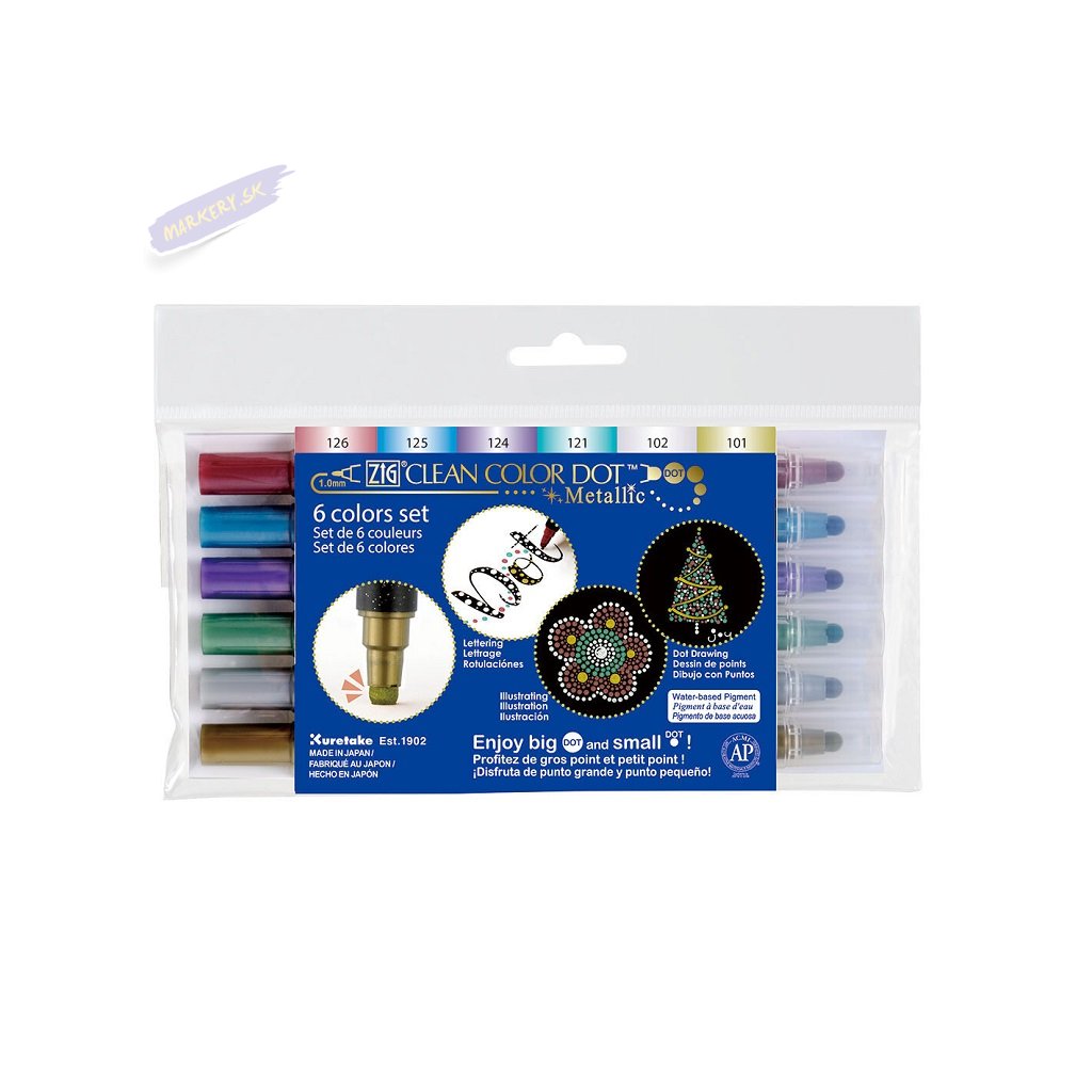 14553 3 kuretake zig memory system clean color dot 6ks metallic