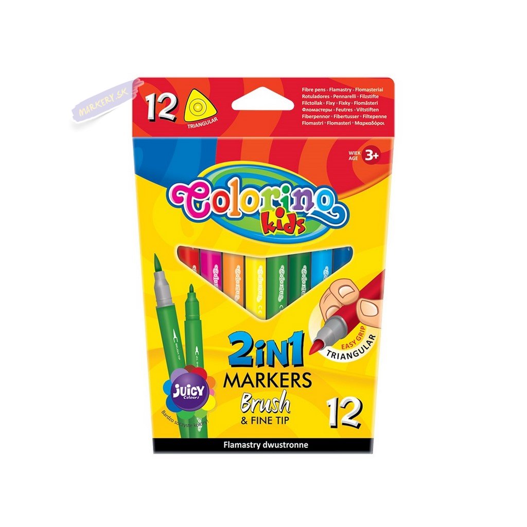 28515 2 colorino fixy twin brush trojhranne 12 barev