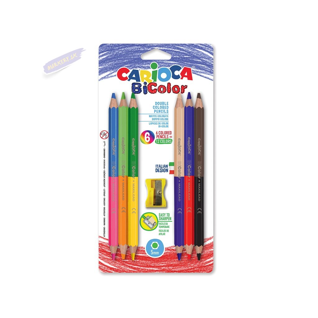 42264 CARIOCA BiColor Pencils Maxi Blister 6 pcs