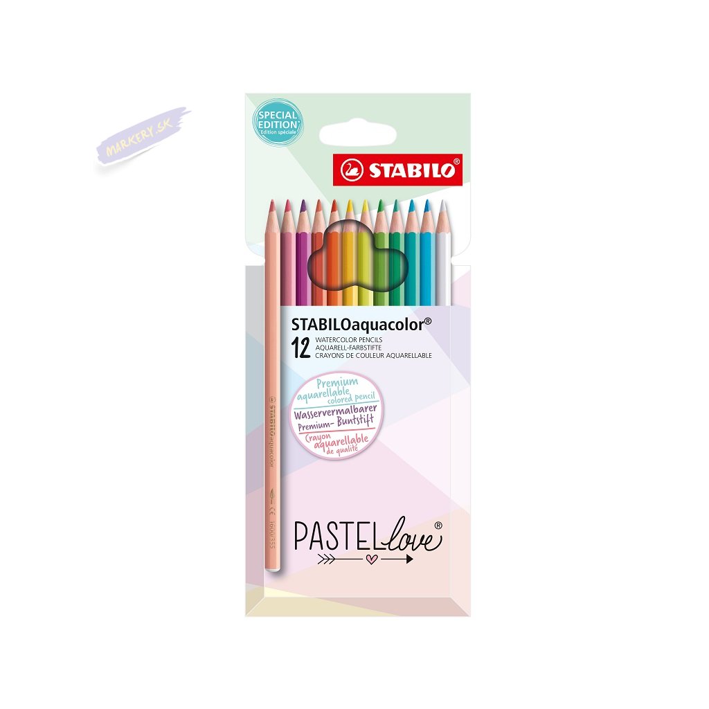 48042 pastelky akvarelove stabiloaquacolor 12ks pastel love