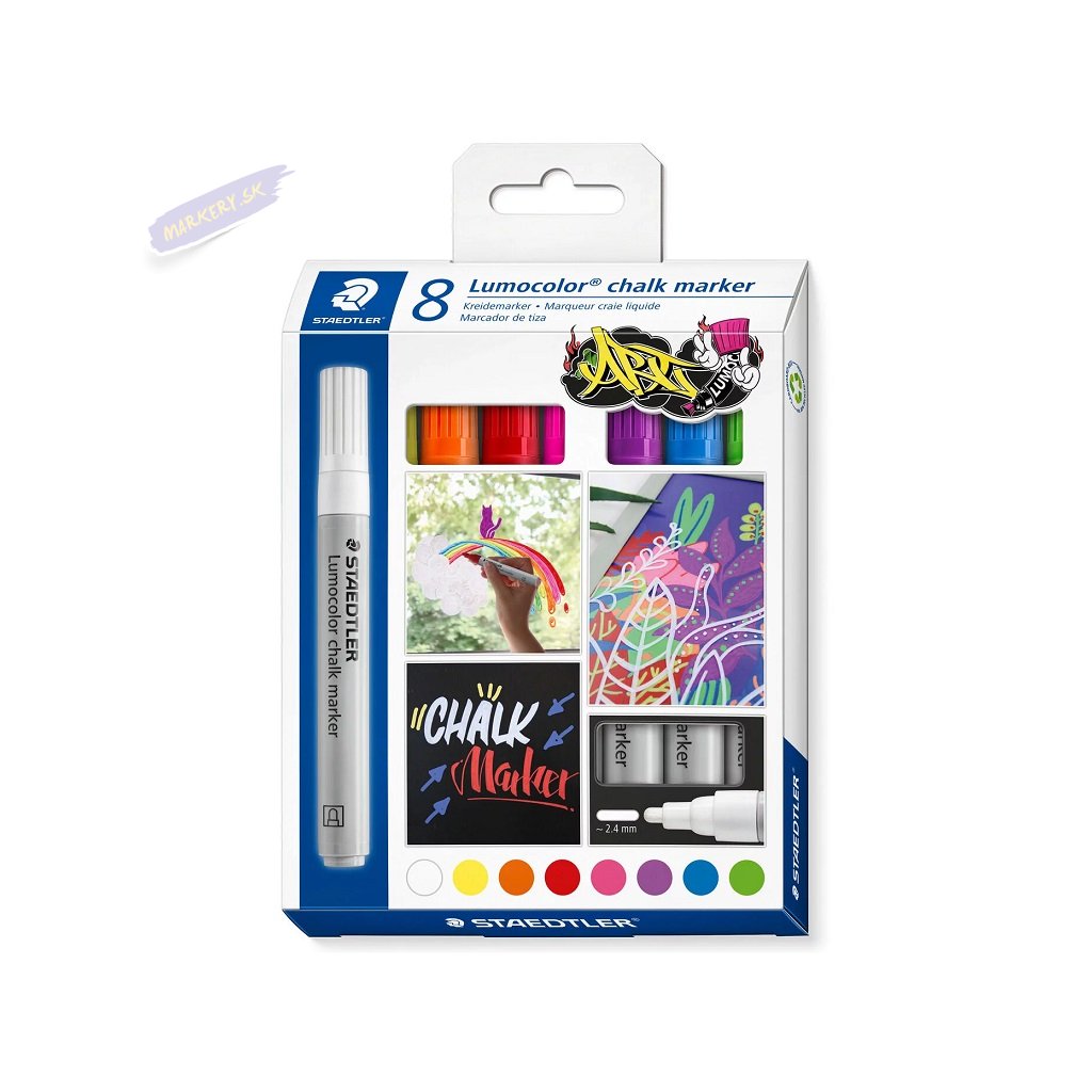 STAEDTLER Lumocolor kriedový na sklo a tabule, 8ks