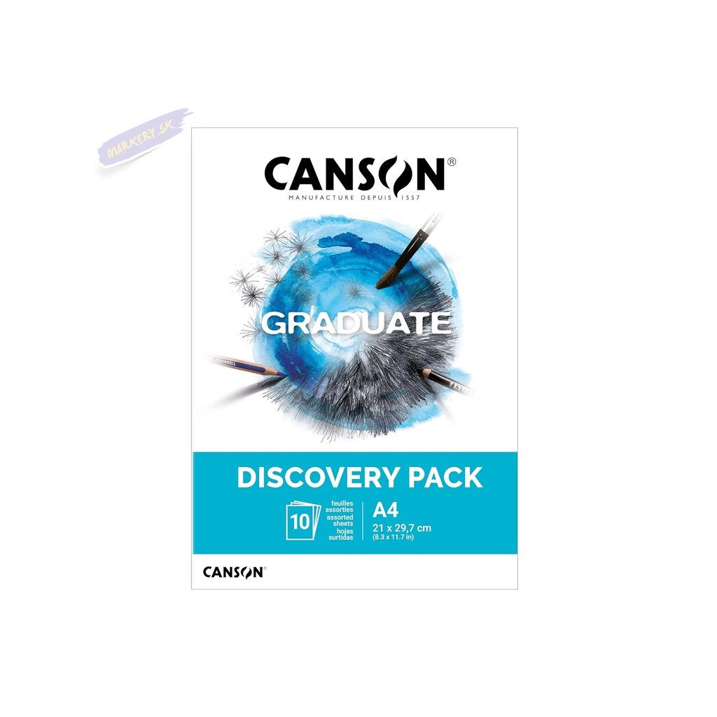 Blok CANSON Graduate Assorted Papers A4, 10 listov Discovery Pack