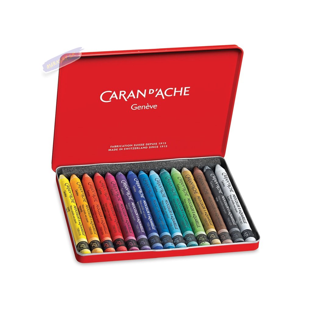 Akvarelové voskové pastely Neocolor II CARAN D'ACHE, 15ks v kovovej krabičke