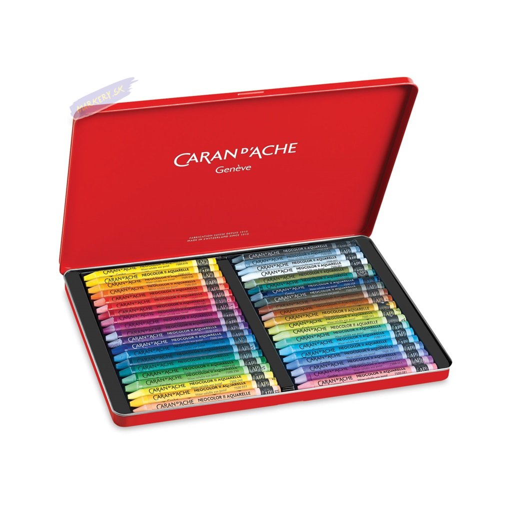 Akvarelové voskové pastely Neocolor II CARAN D'ACHE, 40ks v kovovej krabičke