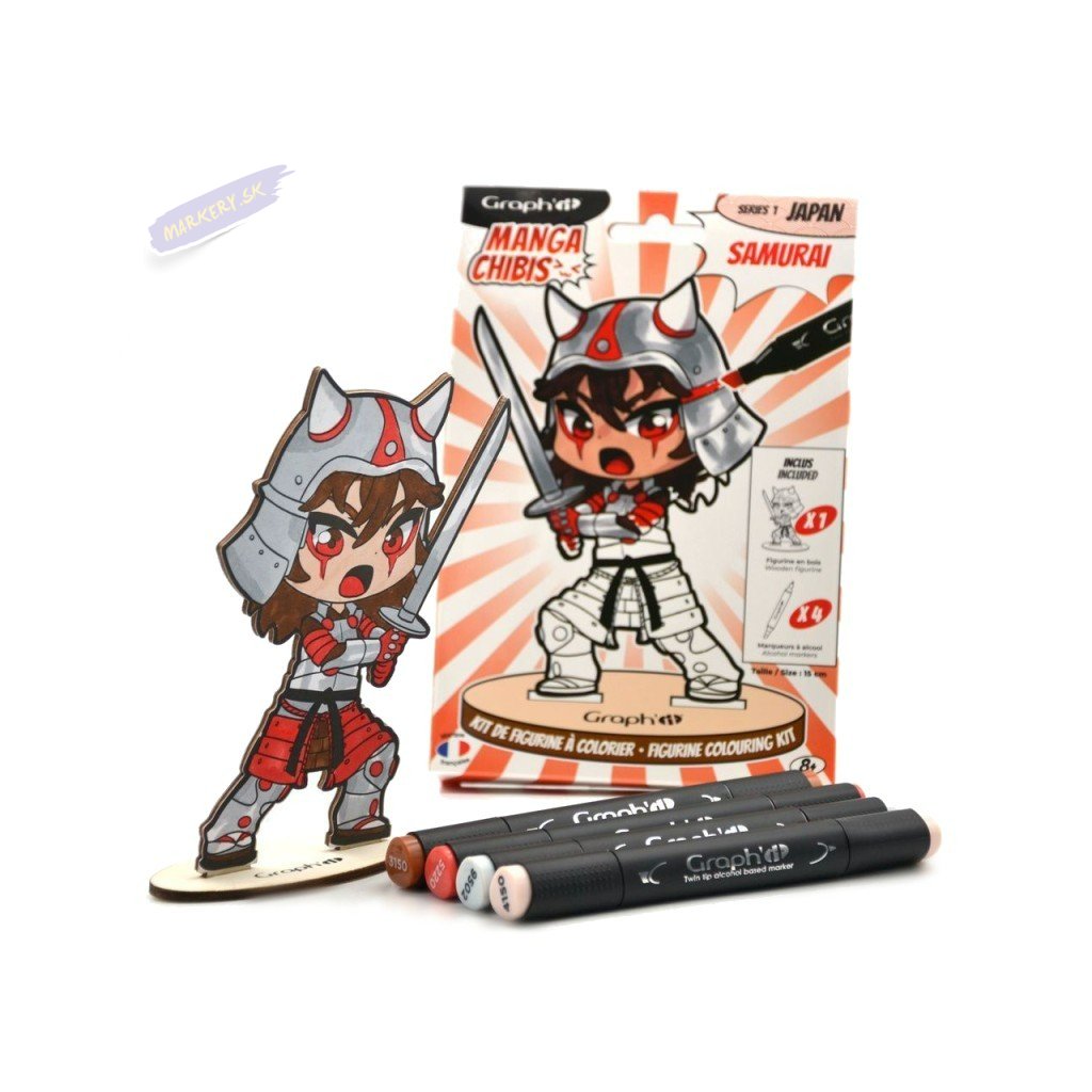 kit de coloriage figurine graph it chibis samurai de graph it