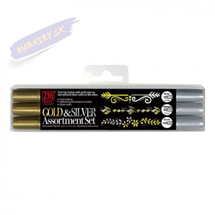 14523 3 kuretake zig memory system gold and silver 3ks