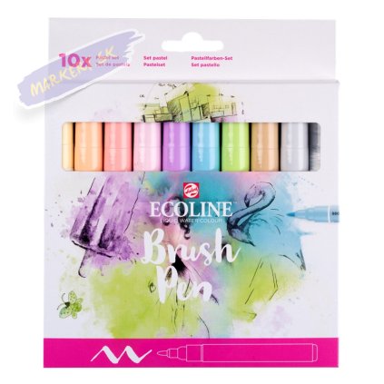 15216 akvarelovy ecoline brush pen 10ks pastelove