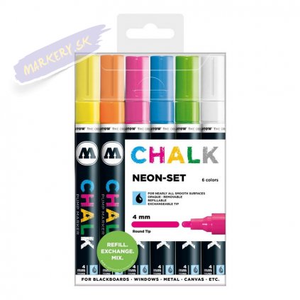 22833 3 molotow kridove chalk na sklo 4mm 6ks neonove