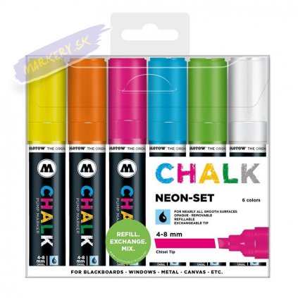 22839 3 molotow kridove chalk na sklo 4 8mm 6ks neonove