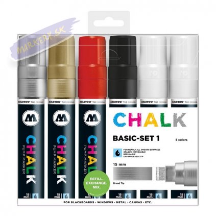 22842 3 molotow kridove chalk na sklo 15mm 6ks zakladni