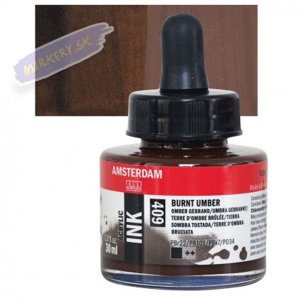 24144 4 amsterdam acrylic ink 30ml 409 burnt umber