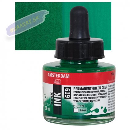 24189 4 amsterdam acrylic ink 30ml 619 permanent green deep