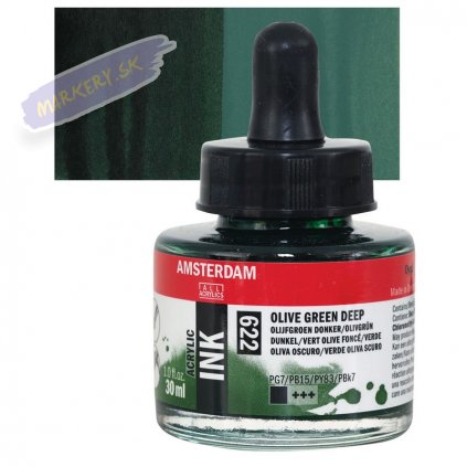 24195 4 amsterdam acrylic ink 30ml 622 olive green deep