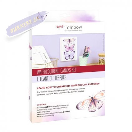 27114 3 tombow watercoloring canvas set 8ks elegant butterflies