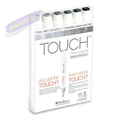 TOUCH TWIN Brush Marker 6c SET [COOL GREY]