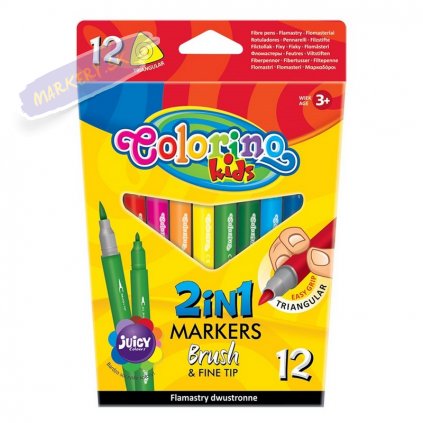 28515 2 colorino fixy twin brush trojhranne 12 barev