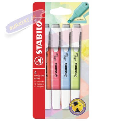 Zvýrazňovač STABILO swing cool Pastel, 4ks "B"
