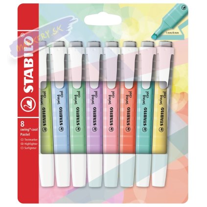 Zvýrazňovač STABILO swing cool Pastel, 8ks "A"
