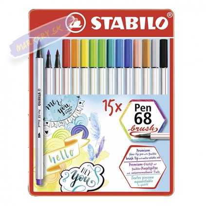 29034 fix stabilo pen 68 brush 15ks v kovove krabicce