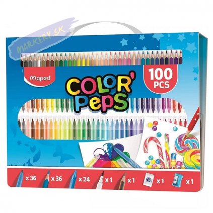 color peps 100 piece colouring set an carry case