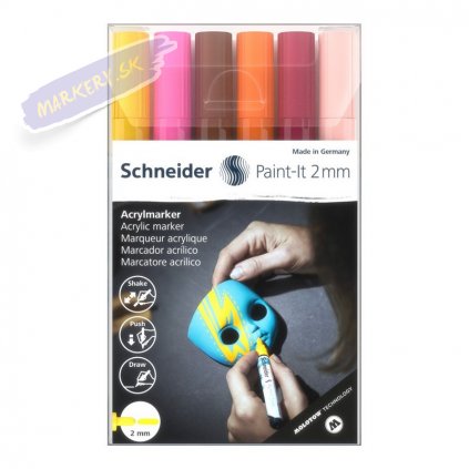 30399 5 akrylovy popisovac schneider paint it 2mm 6ks pletove