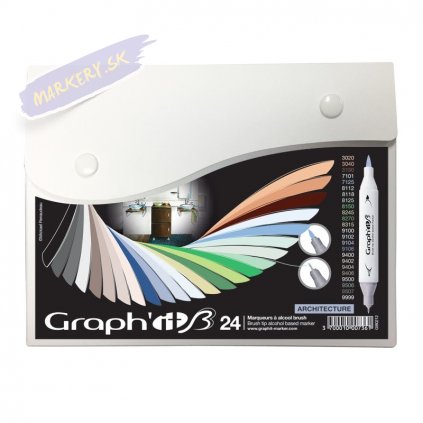 32031 3 graph it alkoholovy twin brush marker 24ks architecture