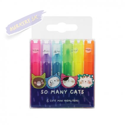 Zvýrazňovače M&G "So many cats", 6ks MINI základné