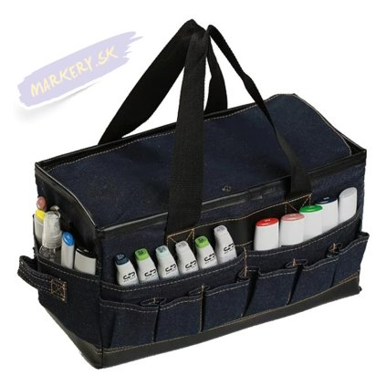 Modré textilné veľkokapacitné púzdro na fixky a príslušenstvo